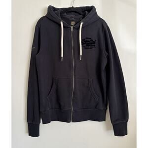 Black Men's Superdry The Original Motorcycle Standard Zip Up Sweatshirt L